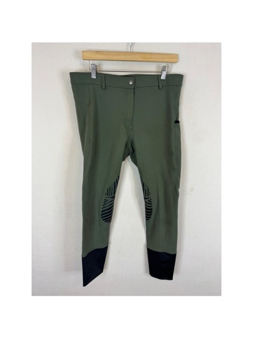 Elation Red Label Sport Equestrian Breeches Olive Green Silicone Full Seat 36R